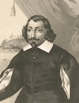 Governor Prints: SAMUEL DE CHAMPLAIN, early 19th century lithograph by Louis Joseph Cesar