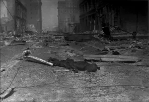 Burned Prints: San Francisco, charred corpse of a victim of the 1906 earthquake and fire