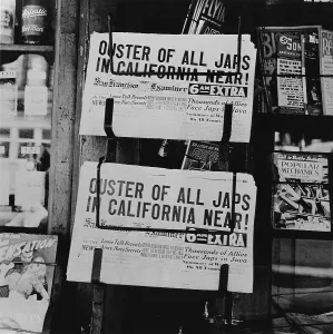 Newspapers Prints: San Francisco Examiner headline announcing internment of Japanese Americans during WW2