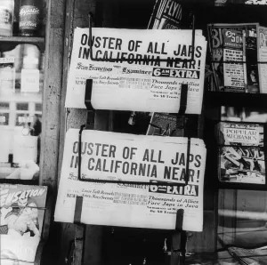 Newspapers Prints: San Francisco Examiner headline announcing internment of Japanese Americans during WW2