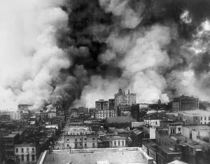 Cityscape Prints: San Francisco in flames after April 18, 1906 earthquake