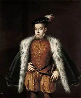 SANCHEZ COELLO, Alonso (1531-1588). Prince Don Carlos. ca. 1557. Oil on canvas. SPAIN. Madrid. Prado Museum. AISA/Everett Collection**US SALES ONLY**