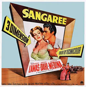Lamas Prints: SANGAREE, U.S. poster art, from left: Arlene Dahl, Fernando Lamas, 1953