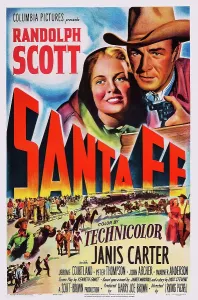 Janis Prints: SANTA FE, US poster, top from left: Janis Carter, Randolph Scott, 1951