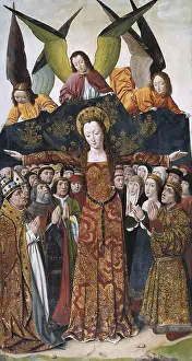 SANTA MARIA DEL CAMPO, Master of (14th century-15th century). Virgin of Mercy. end 15th c. Close to the Virgin, the Catholic Monarchs. Spanish-Flemish school. Gothic art
