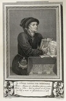 Aristocrat Prints: SANTILLANA, Inigo Lopez de Mendoza, marques de (1398-1458). Spanish lyrical poet