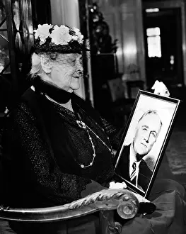 Mothers Prints: Sara Delano Roosevelt admiring a picture of her son