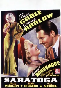 Harlow Prints: SARATOGA, Jean Harlow, Clark Gable, (French poster), 1937