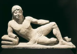 Etruria Prints: Sarcophagus cover with a young
