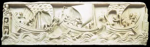Sarcophagus, by Unknown Artist, 1st Century b.C. marble bas-relief - Italy, Lazio, Rome, Museum of Roman Civilization. Whole artwork view