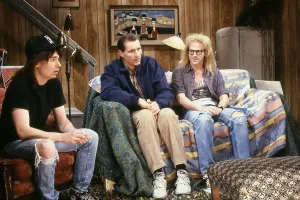 Myers Prints: SATURDAY NIGHT LIVE, from left: Mike Myers (as Wayne) Ed O'Neill