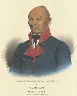Western Relocation Prints: Sauk Chief Black Hawk in a portrait painted from life in Detroit, 1833, by J.O. Lewis