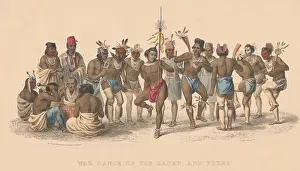 Feathers Prints: Sauk and Fox Native American men perform a war dance, 1836