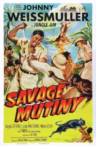 Angela Prints: SAVAGE MUTINY, poster art, left: Johnny Weissmuller