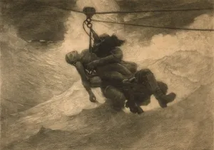 Marine Prints: SAVED (1888), an etching by Winslow Homer (1836-1910)