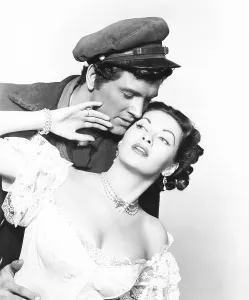 De Carlo Prints: SCARLET ANGEL, from left: Rock Hudson, Yvonne De Carlo, 1952
