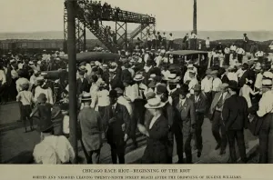 Chicago Prints: Scene at the beginning of the Chicago Race Riot at a Lake Michigan beach, July 27, 1919