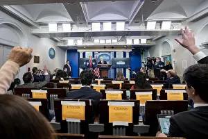 Epidemic Prints: Scene in the James S. Brady Press Briefing Room of the White House on April 10, 2020
