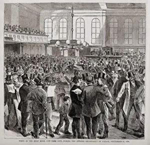Wood Engraving Prints: Scene in the New York City Gold Room during the intense excitement of Sept 24, 1869
