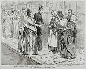Wood Engraving Prints: Scene at the polls of Leavenworth