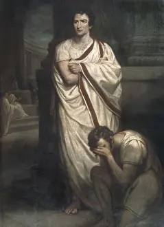 Shakespeare Prints: Scene from the tragedy 'Julius Caesar' by William Shakespeare depicting the character Marcus Brutus