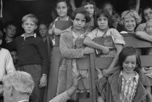 West Virginia Prints: School children in the town of Red House, West Virginia. October 1935 photo by Ben Shahn