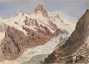 Switzerland Prints: SCHRECKHORN, EISMEER, by John Singer Sargent, 1870, American watercolor painting
