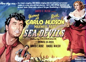 Action Prints: SEA DEVILS, first and fourth from left: Rock Hudson, Yvonne De Carlo, 1953