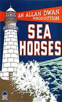 Beach Prints: SEA HORSES, poster art, 1926