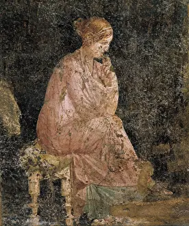 Pompeii Prints: Seated woman. Roman art. Early Empire