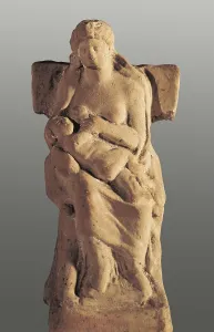 Seated Woman wirh Child. Clay figure. Greek art. Sculpture. ITALY. Taranto. Taranto Archaelogical National Museum. AISA/Everett Collection**US SALES ONLY**