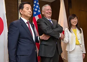 Ministers Prints: Sec. of Defense Jim Mattis with Defense Ministers of South Korea and Japan in Singapore