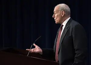 Hand Gesture Prints: Sec. John F. Kelly speaking with senior leadership at Immigration and Customs Enforcement (ICE)