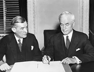 Ambassadors Prints: Sec. of State Cordell Hull signs a trade pact between the United States and Czechoslovakia