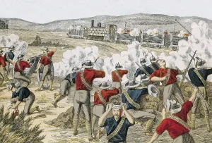 Second Boer War (1899-1902). Boer attack to a train (14th October 1899). Etching. AISA/Everett Collection**US SALES ONLY**