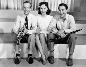SECOND CHORUS, from left, Fred Astaire, Paulette Goddard, Artie Shaw, 1940