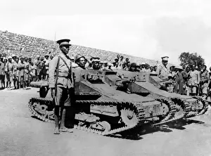 Ethiopia Prints: Second Italo-Ethiopian War. Ethiopian soldiers in captured Italian tanks at an encampment near Jijiga