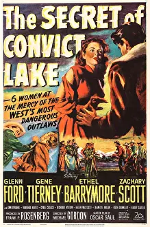 Tierney Prints: THE SECRET OF CONVICT LAKE, Gene Tierney on poster art