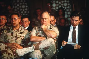 Kuwait Prints: Under Secretary of Defense Paul Wolfowitz and Generals Colin Powell and Norman Schwarzkopf Jr