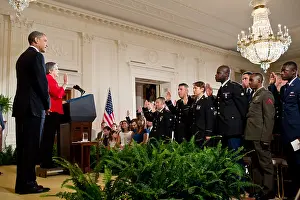Obama Prints: Secretary Janet Napolitano administers the oath during a military naturalization ceremony