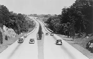 Suburbs Prints: Section of the Merritt Parkway in Connecticut