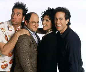 SEINFELD, from left: Michael Richards, Jason Alexander, Julia Louis-Dreyfus, Jerry Seinfeld, 1989-1998
