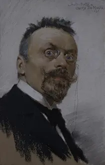 Self Portrait, by Oreste Da Molin, 1898, 19th Century, canvas - Private collection. Whole artwork view. Self portrait of the artist with goatee and glasses