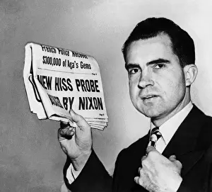 Anti Communists Prints: Senator Richard Nixon calls for continuing HUAC's Alger Hiss investigation