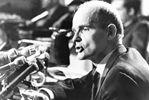 Wisconsin Prints: Senator William Proxmire at a news conference on Dec. 26, 1969