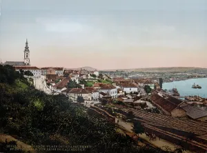Images Dated 8th February 2008: Serbia, landing place and cathedral, Belgrade, photochrom, circa early 1900s