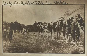 Allies Prints: Serbs being executed by hanging in Krusevac by Austrian soldiers during WW1