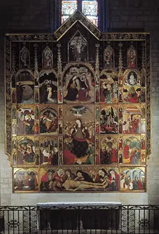 SERRAPere (1343-1406). Altarpiece of the Arrival of the Holy Spirit or the Pentecost. 1393. SPAIN. Manresa. Basilica of Santa Maria de la Seu of Manresa