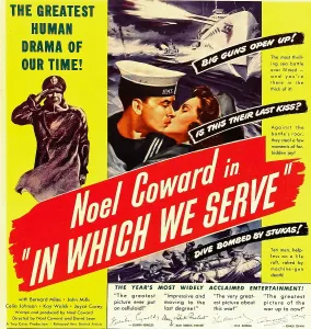 Sailor Hat Prints: IN WHICH WE SERVE, center left: Noel Coward on window card, 1942