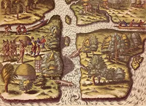 Canoe Prints: Settlers from the first French expedition to America in 1562